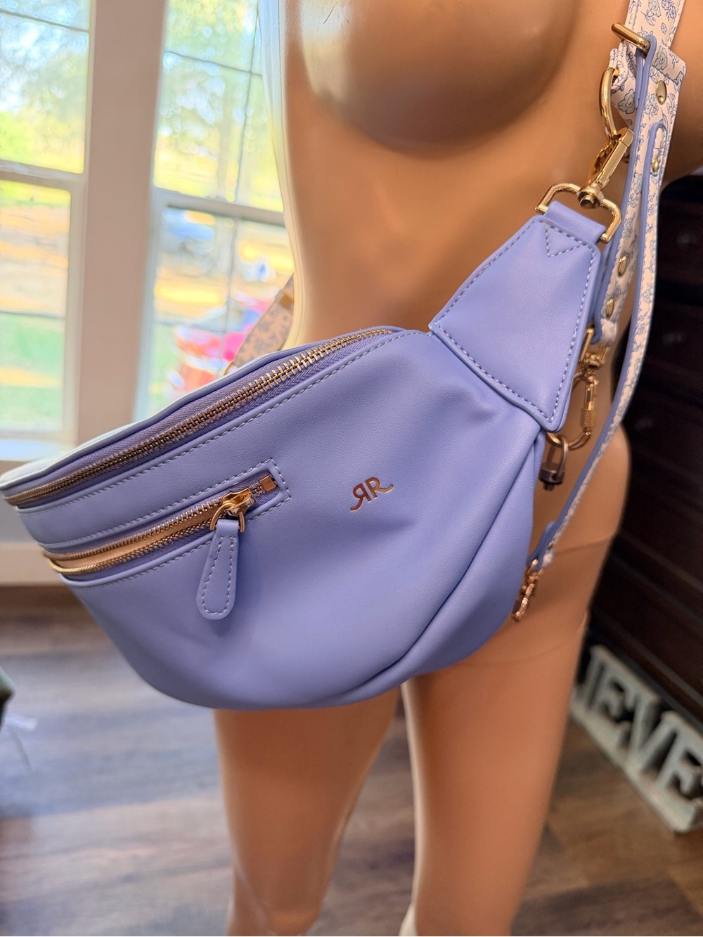 Lavender Crossbody Belt Bag with Gold Hardware